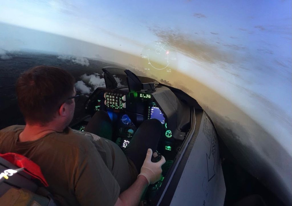 F-16 SIM EXPERIENCE Aalborg F-16 Fighting Falcon Simulator at Aalborg Airport-3