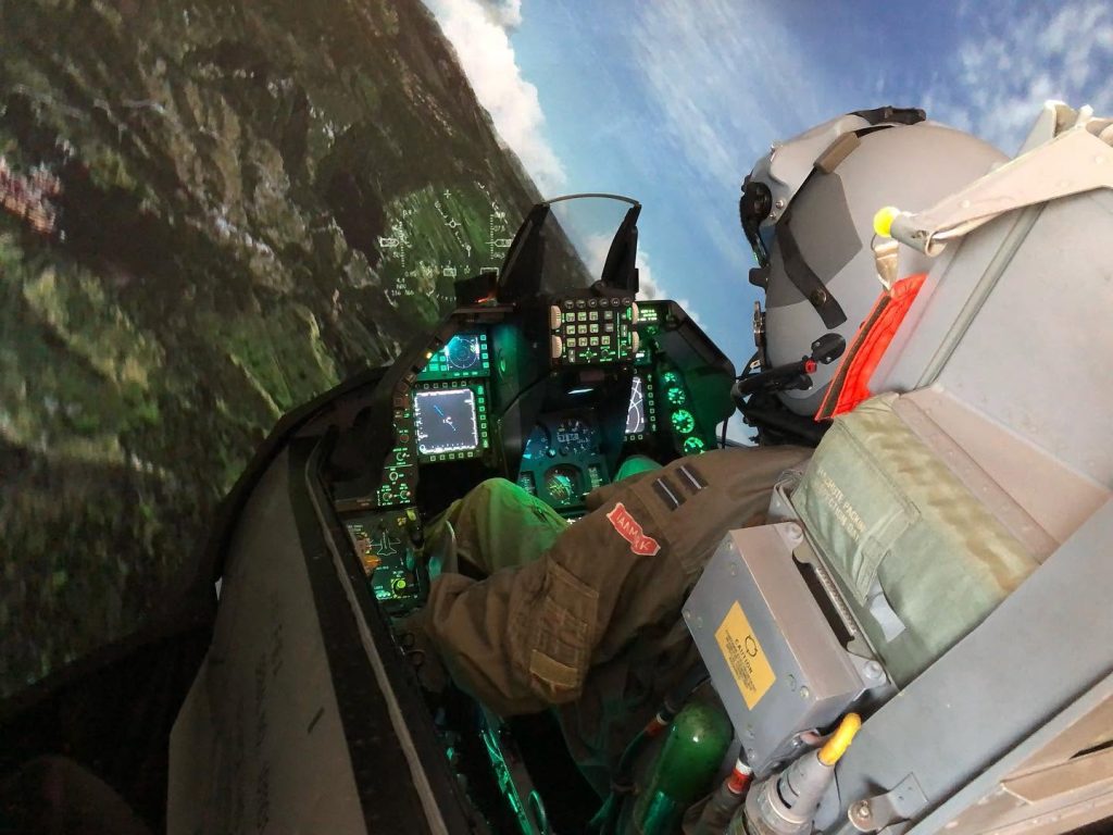 F-16 SIM EXPERIENCE Aalborg F-16 Fighting Falcon Simulator at Aalborg Airport-4